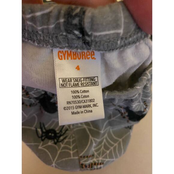 Gymboree Unisex Pajamas Sz 4 Spiderweb Halloween Shop Gymmies PJs Gray Black - Picture 14 of 14